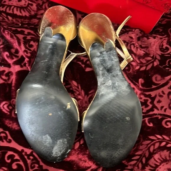 GUESS Gold Women's T-Strap Heels Vintage Y2K 8.5M - Picture 5 of 8